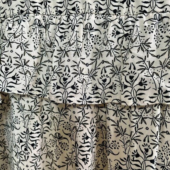 Max Studio Ruffle-Back Button-Down Blouse Black Floral on Cream Size XL - Picture 12 of 16